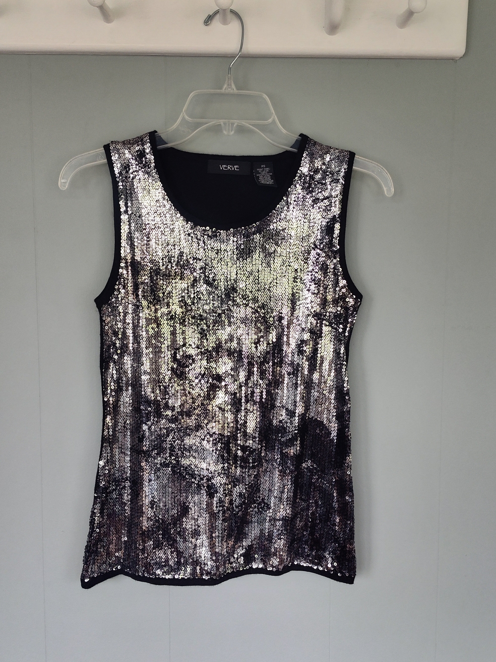 Vintage Silver Sequin Sleeveless Top - PS